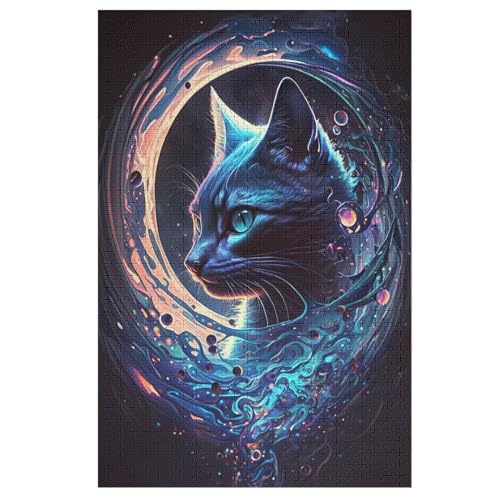Katze-Puzzlespiel Aus Holz, 1000 Puzzleteile, Puzzle Für Teenager Und Erwachsene, Kreatives Spielzeug, Puzzles, （78×53cm） von PPZYY
