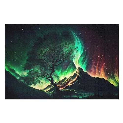 Kosmischer Lebensbaum Puzzles 1000 Teile Erwachsener Kniffel Spaß Für Die Ganze Familie, Holzpuzzle Kinder Erwachsene, Impossible Puzzle Schwer （75×50cm） von PPZYY
