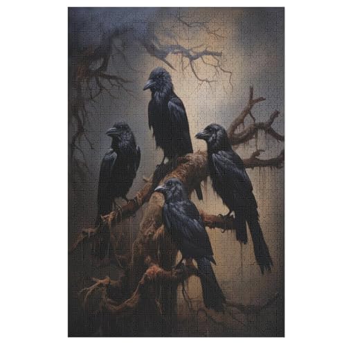 Krähe Puzzle 1000 Teile, Holzpuzzle Für Erwachsene Kinder, Impossible Puzzles, Geschicklichkeitsspiel Für Die Ganze Familie （78×53cm） von PPZYY
