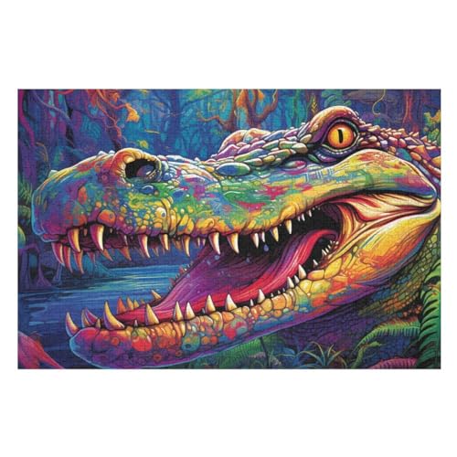 Krokodil 1000 Teile Premium-Puzzles Für Erwachsene Kinder- Holzpuzzles Spaß Und Lernspiele - Perfekte Puzzle-Geschenke （75×50cm） von PPZYY