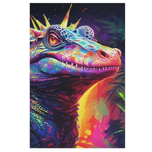 Krokodil 1000 Teile Puzzle Für Erwachsene, Herausforderung Puzzles - Verringerter Druck Schwieriges Holzpuzzle Für Kinder 12+ （78×53cm） von PPZYY