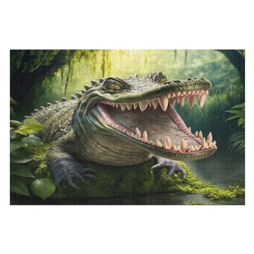 Krokodil 1000 Teile Puzzles Für Erwachsene, Impossible Puzzle, Geschicklichkeitsspiel Für Die Ganze Familie, Kinder Holzpuzzle （75×50cm） von PPZYY