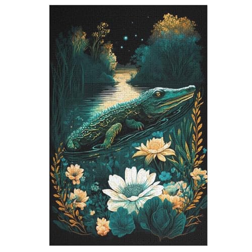 Krokodil 1000 Teile Puzzles Für Erwachsene, Impossible Puzzle, Geschicklichkeitsspiel Für Die Ganze Familie, Kinder Holzpuzzle （78×53cm） von PPZYY