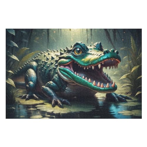 Krokodil Holzpuzzle 1000 Teile, Knobelspiele Für Erwachsene, Teenager, Puzzles Unmögliche - Kinder Puzzle Zimmer Deko （75×50cm） von PPZYY