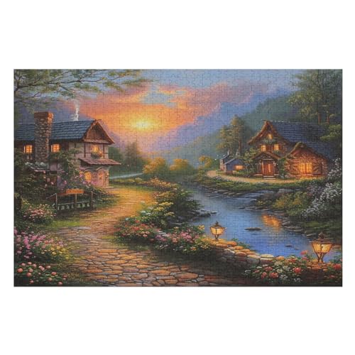 Landschaft Painting Puzzles Für Erwachsene, 1000-teiliges Holzpuzzle, Geeignet Für Kinder Ab 12 Jahren, Die Pädagogische Puzzle Lernen （75×50cm） von PPZYY