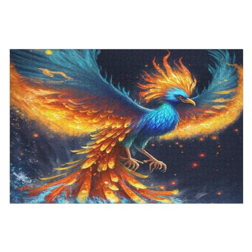 Legendary Blue Phönixes Puzzles 1000 Teile Erwachsener Kniffel Spaß Für Die Ganze Familie, Holzpuzzle Kinder Erwachsene, Impossible Puzzle Schwer （75×50cm） von PPZYY