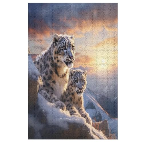 Leopard Holzpuzzle 1000 Teile, Knobelspiele Für Erwachsene, Teenager, Puzzles Unmögliche - Kinder Puzzle Zimmer Deko （78×53cm） von PPZYY