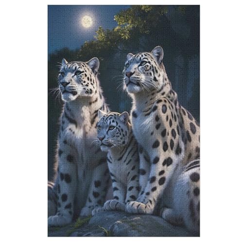 Leopard Holzpuzzle 1000 Teile Klassische Puzzles Erwachsene Kinder Puzzle DIY Kit Holzspielzeug Einzigartiges Geschenk （78×53cm） von PPZYY