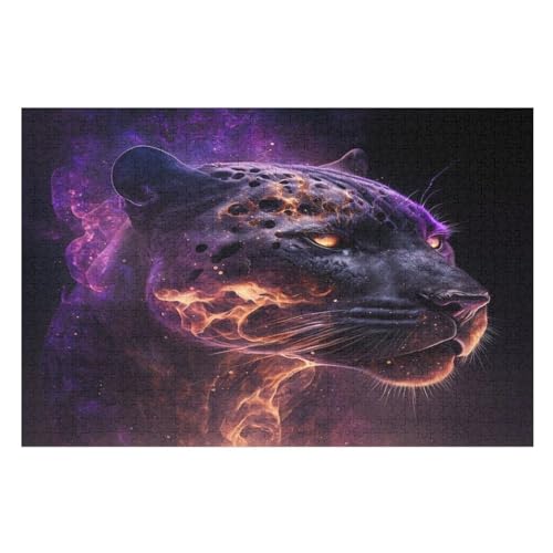 Leopard Puzzle 1000 Teile, Holzpuzzle Herausforderndes Geschicklichkeitsspiel Für Die Ganze Familie, Kinder Erwachsenenpuzzle Ab 12 Jahren （75×50cm） von PPZYY