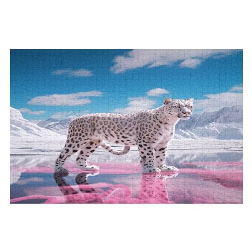 Leopard Puzzles 1000 Teile Erwachsener Kniffel Spaß Für Die Ganze Familie, Holzpuzzle Kinder Erwachsene, Impossible Puzzle Schwer （75×50cm） von PPZYY