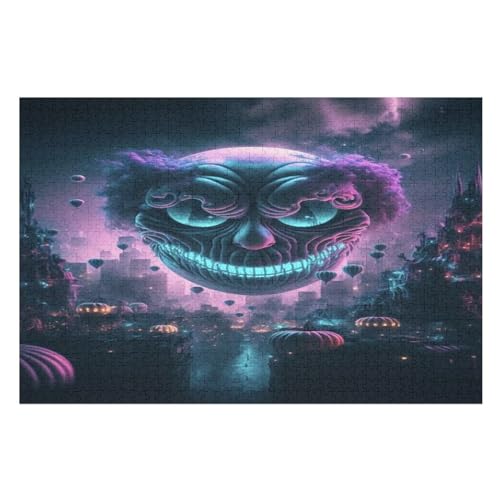 Lila Clown Holzpuzzle - 1000 Teiliges Jigsaw Knobelspiel - Puzzle Für Erwachsene & Kinder - Outdoor & Reisespielzeug （75×50cm） von PPZYY