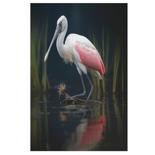 Löffelschnabel Holzpuzzle - Puzzle Für Erwachsene, 1000-teilige Puzzles Für Teenager Und Kinder, Herausfordernde Spiele （78×53cm） von PPZYY