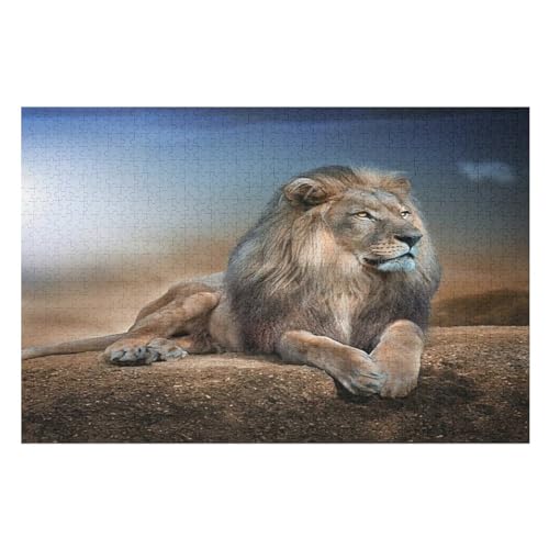 Löwe Holzpuzzle 1000 Teile, Knobelspiele Für Erwachsene, Teenager, Puzzles Unmögliche - Kinder Puzzle Zimmer Deko （75×50cm） von PPZYY