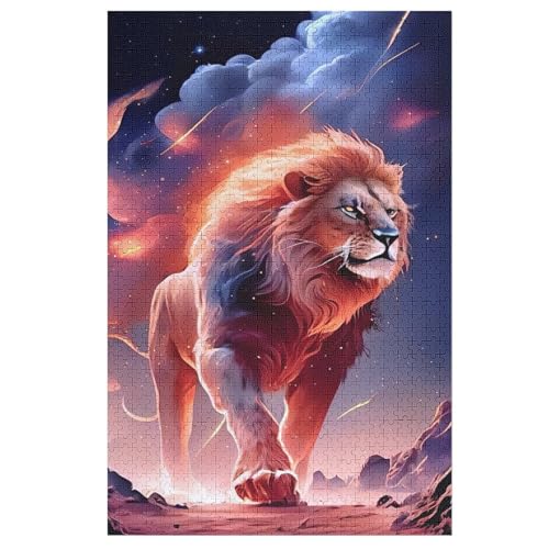 Löwe Holzpuzzle 1000 Teile Klassische Puzzles Erwachsene Kinder Puzzle DIY Kit Holzspielzeug Einzigartiges Geschenk （78×53cm） von PPZYY