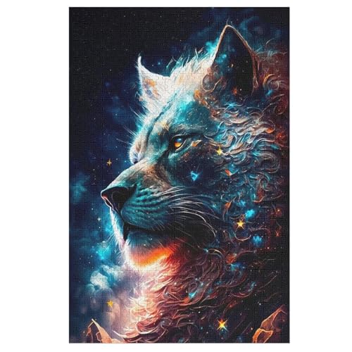 Löwe Holzpuzzle 1000 Teile Klassische Puzzles Erwachsene Kinder Puzzle DIY Kit Holzspielzeug Einzigartiges Geschenk （78×53cm） von PPZYY