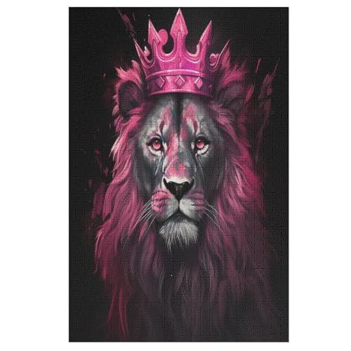 Löwe Holzpuzzle 1000 Teile Klassische Puzzles Erwachsene Kinder Puzzle DIY Kit Holzspielzeug Einzigartiges Geschenk （78×53cm） von PPZYY