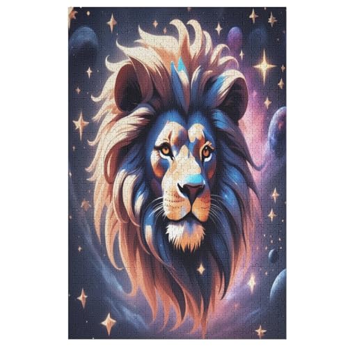 Löwe Holzpuzzle 1000 Teile Klassische Puzzles Erwachsene Kinder Puzzle DIY Kit Holzspielzeug Einzigartiges Geschenk （78×53cm） von PPZYY