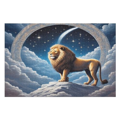 Löwe -Puzzle, 1000 Teile,Holzpuzzle Für Erwachsene Kinder, Lustiges Spielzeug, Denkspiel, Bildungsspiel, （75×50cm） von PPZYY