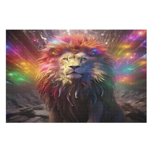 Löwe -Puzzle, 1000 Teile,Holzpuzzle Für Erwachsene Kinder, Lustiges Spielzeug, Denkspiel, Bildungsspiel, （75×50cm） von PPZYY