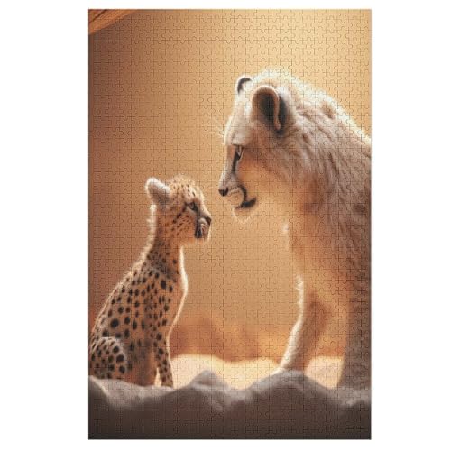 Löwe -Puzzle, 1000 Teile,Holzpuzzle Für Erwachsene Kinder, Lustiges Spielzeug, Denkspiel, Bildungsspiel, （78×53cm） von PPZYY