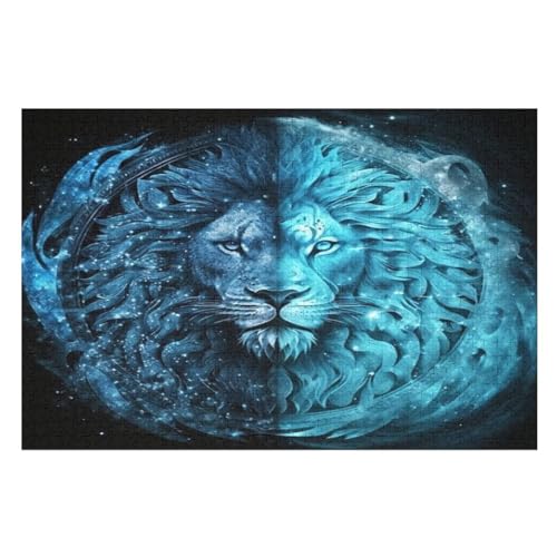 Löwe Puzzle 1000 Teile, Holzpuzzle Herausforderndes Geschicklichkeitsspiel Für Die Ganze Familie, Kinder Erwachsenenpuzzle Ab 12 Jahren （75×50cm） von PPZYY