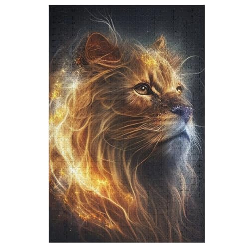 Löwe Puzzle Für Erwachsene 1000 Teile Premium 100% Recyceltes Brett Zum Lernen, Lernspielzeug, Familienspiele Kinder Holzpuzzle （78×53cm） von PPZYY