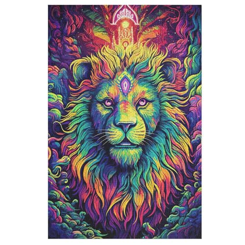 Löwe Puzzle Für Erwachsene 1000 Teile Premium 100% Recyceltes Brett Zum Lernen, Lernspielzeug, Familienspiele Kinder Holzpuzzle （78×53cm） von PPZYY