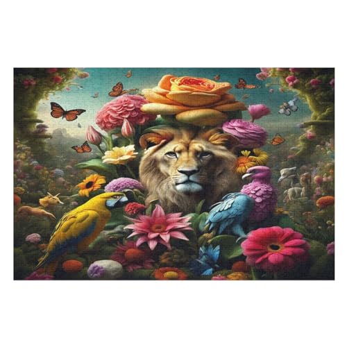 Löwe Puzzles 1000 Teile Erwachsener Kniffel Spaß Für Die Ganze Familie, Holzpuzzle Kinder Erwachsene, Impossible Puzzle Schwer （75×50cm） von PPZYY