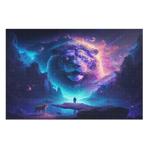 Löwe Puzzles Für Erwachsene, 1000-teiliges Holzpuzzle, Geeignet Für Kinder Ab 12 Jahren, Die Pädagogische Puzzle Lernen （75×50cm） von PPZYY