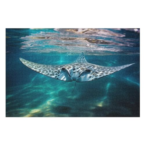 Manta Ray Puzzle 1000 Teile, Holzpuzzle Herausforderndes Geschicklichkeitsspiel Für Die Ganze Familie, Kinder Erwachsenenpuzzle Ab 12 Jahren （75×50cm） von PPZYY