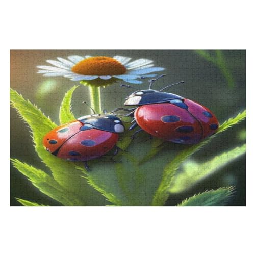 Marienkäfer 1000 Teile Puzzles Für Erwachsene, Impossible Puzzle, Geschicklichkeitsspiel Für Die Ganze Familie, Kinder Holzpuzzle （75×50cm） von PPZYY