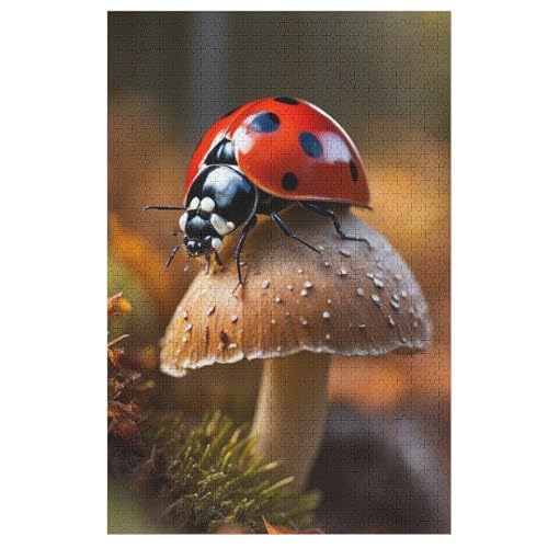 Marienkäfer Holzpuzzle 1000 Teile, Knobelspiele Für Erwachsene, Teenager, Puzzles Unmögliche - Kinder Puzzle Zimmer Deko （78×53cm） von PPZYY