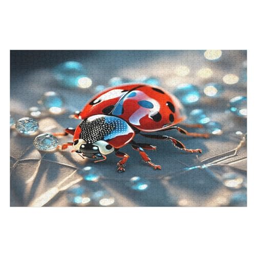 Marienkäfer Holzpuzzle - 1000 Teiliges Jigsaw Knobelspiel - Puzzle Für Erwachsene & Kinder - Outdoor & Reisespielzeug （75×50cm） von PPZYY