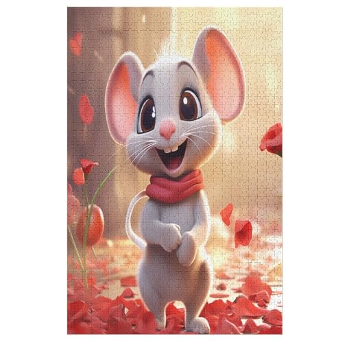 Maus Holzpuzzle 1000 Teile Klassische Puzzles Erwachsene Kinder Puzzle DIY Kit Holzspielzeug Einzigartiges Geschenk （78×53cm） von PPZYY