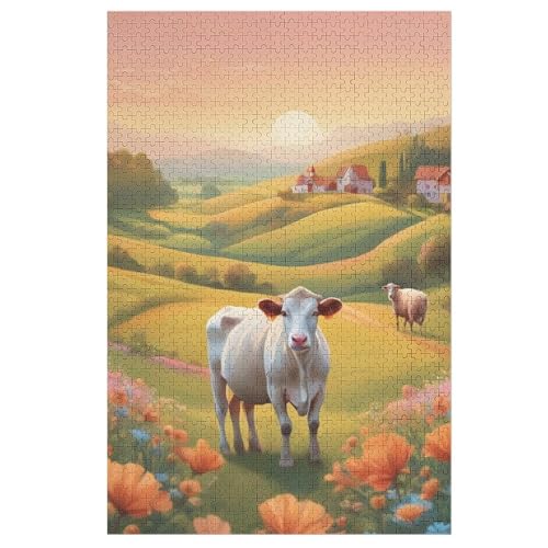 Milk Kuh Holzpuzzle Für Erwachsene Teenager Stress Abbauen Familien-Puzzlespiel Poster 1000-teiliges Puzzle Kinder Lernspiel （78×53cm） von PPZYY