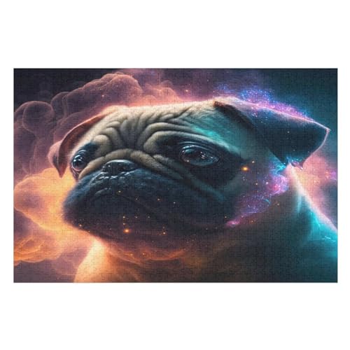 Mops-Puzzle Für Erwachsene, 1000 Teile, Holzpuzzle, Kinderpuzzle, Dekompressionsspiel, Spielzeugpuzzle （75×50cm） von PPZYY