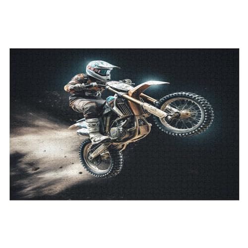 Motocross-Puzzlespiel Aus Holz, 1000 Puzzleteile, Puzzle Für Teenager Und Erwachsene, Kreatives Spielzeug, Puzzles, （75×50cm） von PPZYY