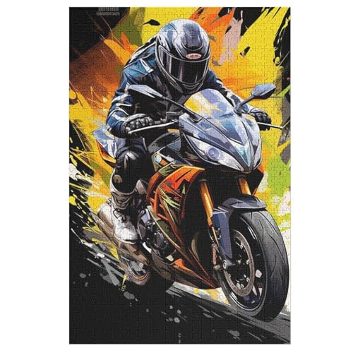 Motorrad Puzzle 1000 Teile, Holzpuzzle Herausforderndes Geschicklichkeitsspiel Für Die Ganze Familie, Kinder Erwachsenenpuzzle Ab 12 Jahren （78×53cm） von PPZYY