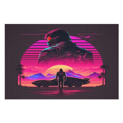 Neon Sonneset Puzzles 1000 Teile Erwachsener Kniffel Spaß Für Die Ganze Familie, Holzpuzzle Kinder Erwachsene, Impossible Puzzle Schwer （75×50cm） von PPZYY