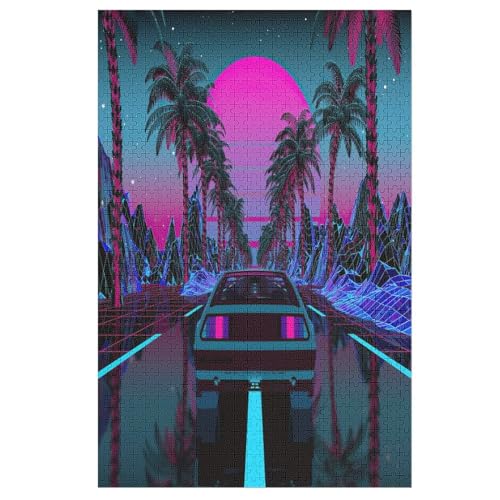 Neonauto Puzzle Für Erwachsene 1000 Teile Premium 100% Recyceltes Brett Zum Lernen, Lernspielzeug, Familienspiele Kinder Holzpuzzle （78×53cm） von PPZYY