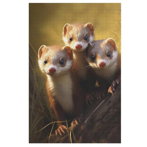 Nerzs Holzpuzzle 1000 Teile,Puzzles Für Erwachsene, Impossible Puzzle, Kinder Legespiel （78×53cm） von PPZYY