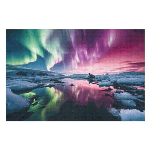 Nord Lichter 1000 Teile Puzzles Für Erwachsene,Holzpuzzle - Verringerter Druck Schwieriges Unmögliche Puzzle Für 12+ Kinder （75×50cm） von PPZYY