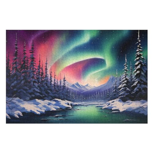 Nordlichter in Norwegen 1000 Teile Premium-Puzzles Für Erwachsene Kinder- Holzpuzzles Spaß Und Lernspiele - Perfekte Puzzle-Geschenke （75×50cm） von PPZYY