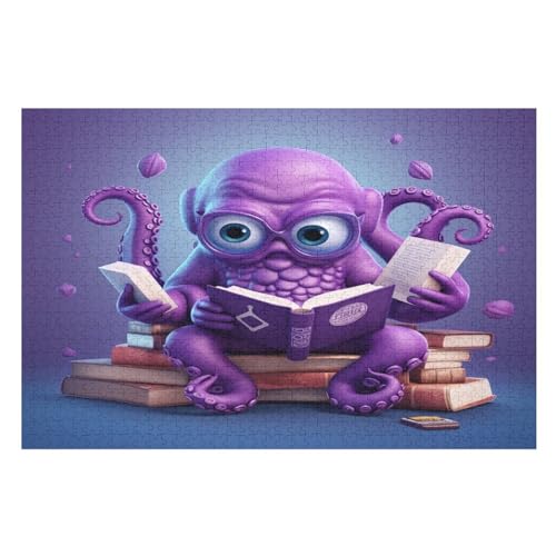 Oktopus Holzpuzzle 1000 Teile, Knobelspiele Für Erwachsene, Teenager, Puzzles Unmögliche - Kinder Puzzle Zimmer Deko （75×50cm） von PPZYY