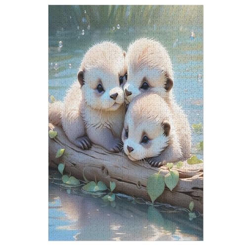 Otter Puzzles 1000 Teile Erwachsener Kniffel Spaß Für Die Ganze Familie, Holzpuzzle Kinder Erwachsene, Impossible Puzzle Schwer （78×53cm） von PPZYY
