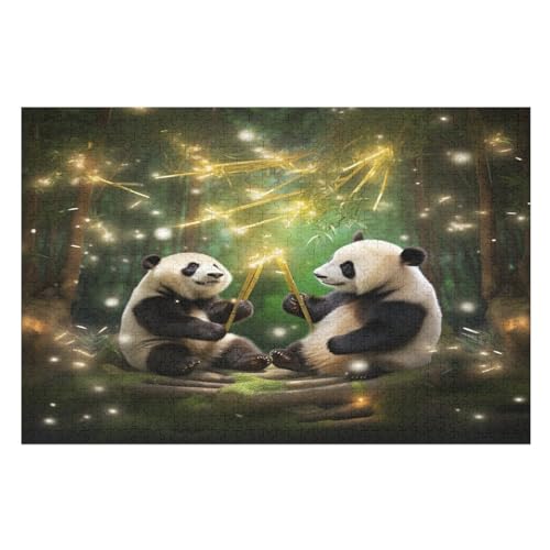 Panda 1000 Teile Holzpuzzle,einzigartiges Puzzle, Geschenk Für Erwachsene,Familienspiel,Herausforderungsaktivität,（75×50cm） von PPZYY