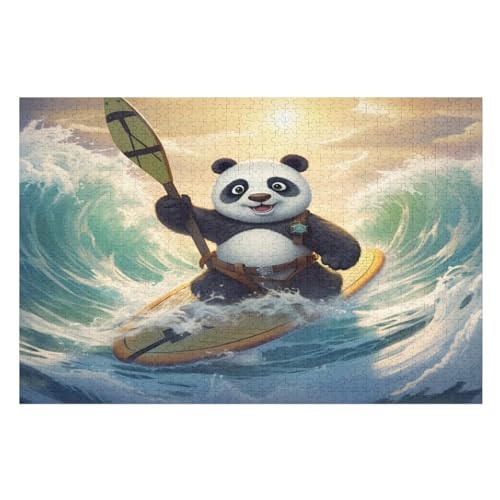 Panda 1000 Teile Puzzles Für Erwachsene, Impossible Puzzle, Geschicklichkeitsspiel Für Die Ganze Familie, Kinder Holzpuzzle （75×50cm） von PPZYY