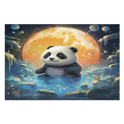 Panda Holzpuzzle 1000 Teile Klassische Puzzles Erwachsene Kinder Puzzle DIY Kit Holzspielzeug Einzigartiges Geschenk （75×50cm） von PPZYY