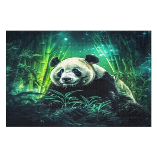 Panda Holzpuzzle 1000 Teile Klassische Puzzles Erwachsene Kinder Puzzle DIY Kit Holzspielzeug Einzigartiges Geschenk （75×50cm） von PPZYY