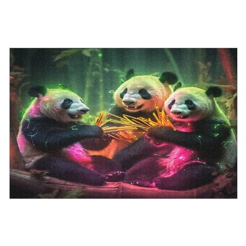 Panda -Puzzle, 1000 Teile,Holzpuzzle Für Erwachsene Kinder, Lustiges Spielzeug, Denkspiel, Bildungsspiel, （75×50cm） von PPZYY